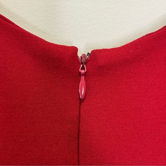 FRNCH Holiday Red A-line Romantic Scoop Neck Stretch Midi Sleeveless Dress Med - Picture 7 of 14